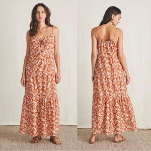 Faherty Women's Silk Blend Sun Chaser Maxi Dress Ginger Floral Size XS